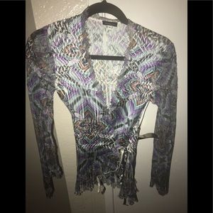 Komarov top tie strings multicolored lavender